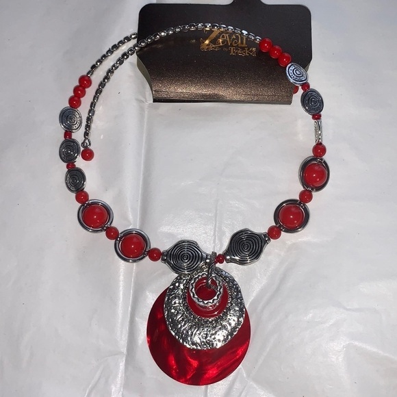 Zevar by Treska Red & Silver Necklace NWT - Picture 6 of 6
